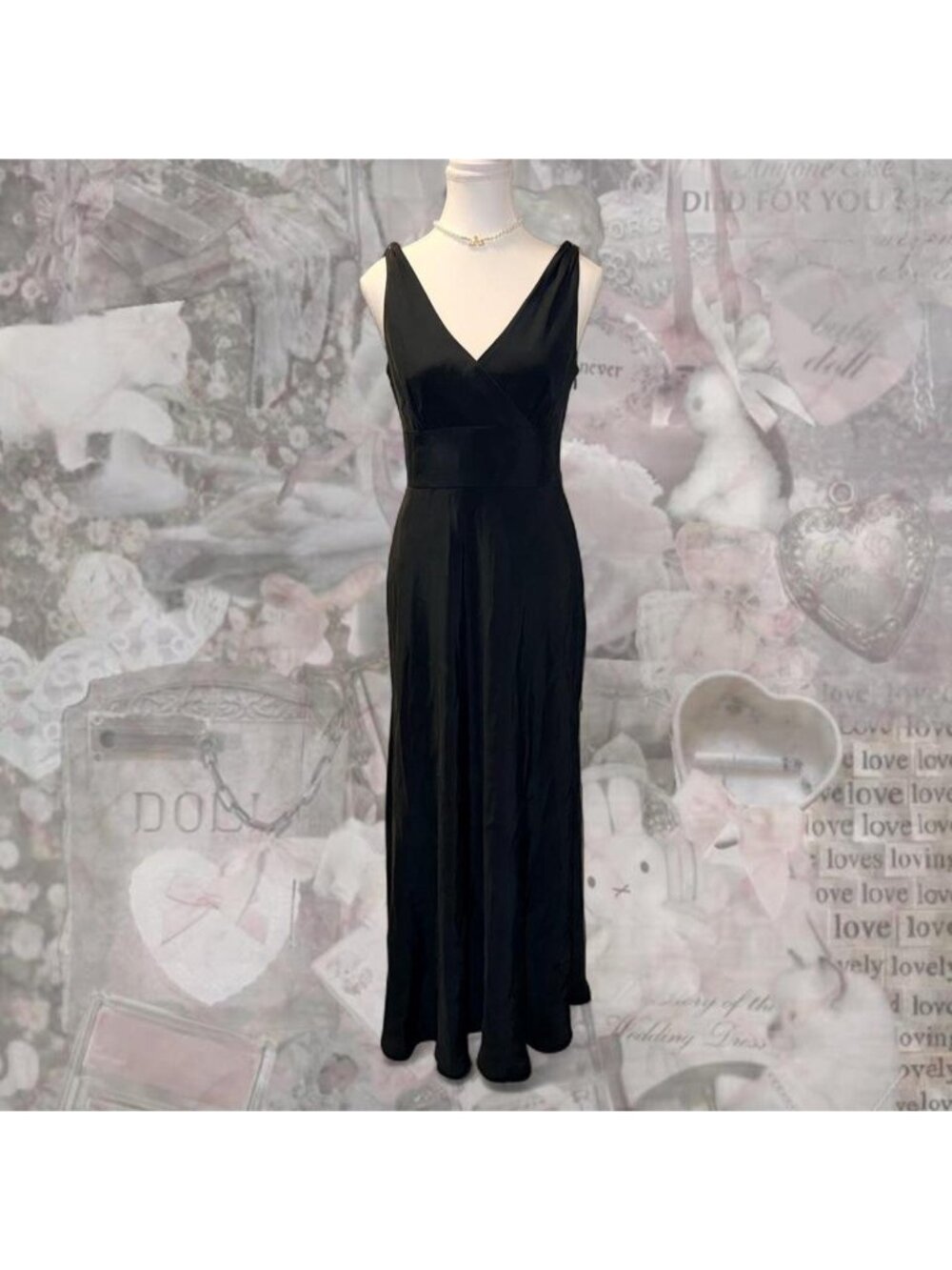 J.CREW 90s Inspired Classic Black Slip Maxi Dress Elegant Minimal Eveningwear